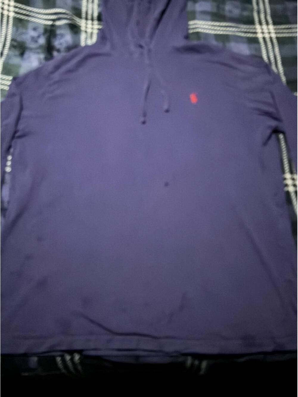 Polo Ralph Lauren Navy Blue Hoodie with Red Logo - L - 0325